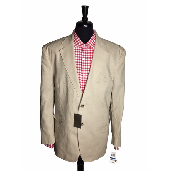NEW Tasso Elba Slim Fit Patch Elbow Mens Blazer Cotton Sport Coat Size XL 45-47